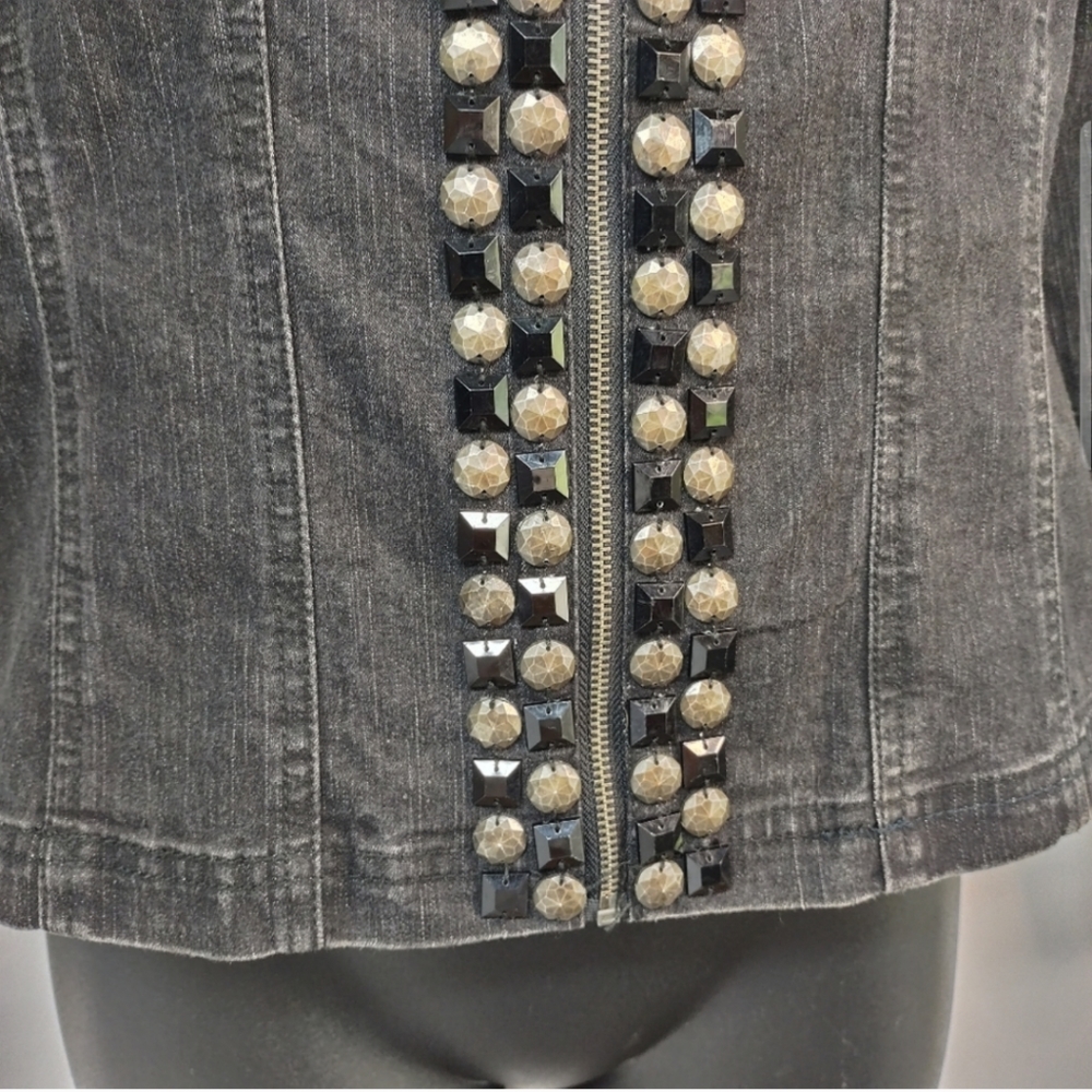 Black Bedazzled Ruby Rd. Denim Jacket - image 5